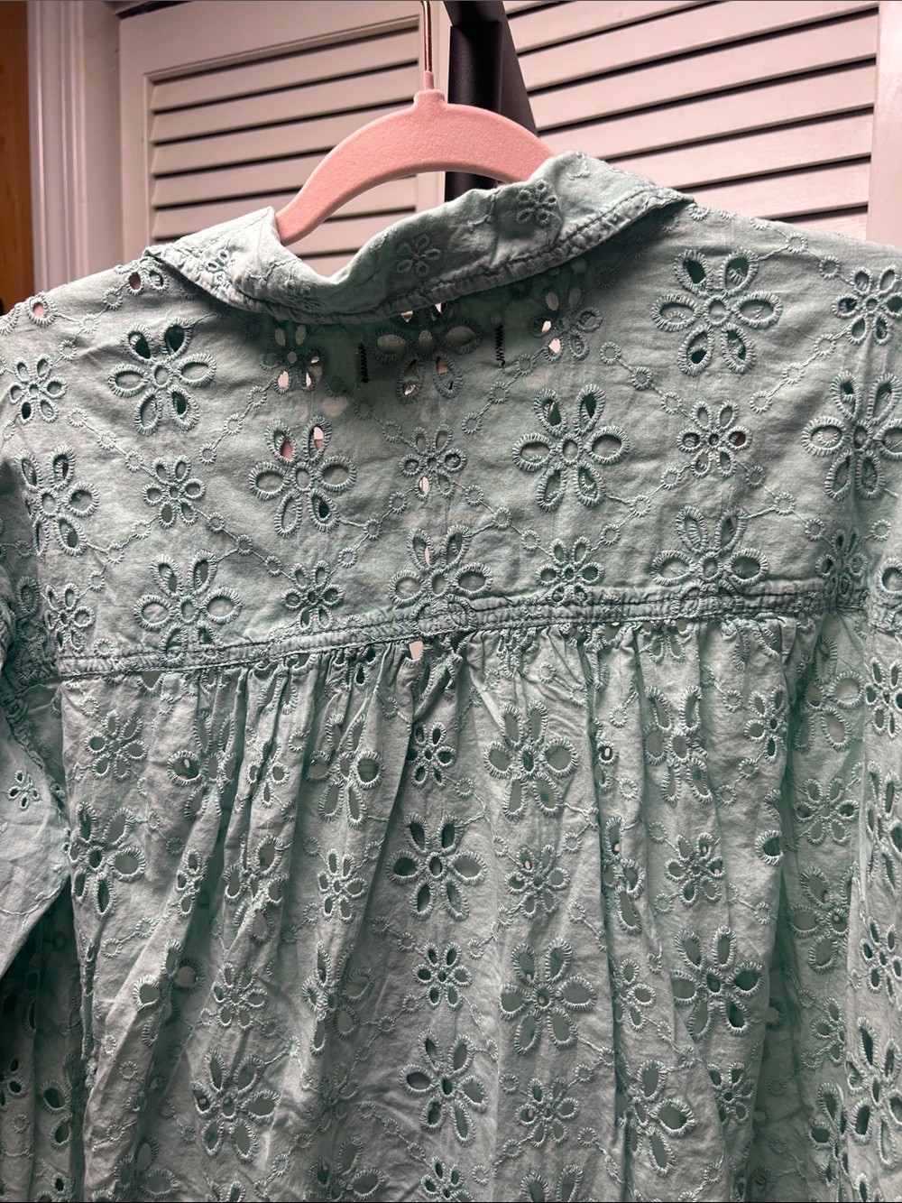 NWOT We The Free Light Green Eyelet Button-Down Shirt - Picture 7 of 8